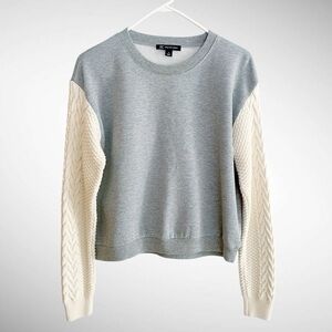 INC International Concepts Pullover Cropped Sweatshirt with Knit Sleeves